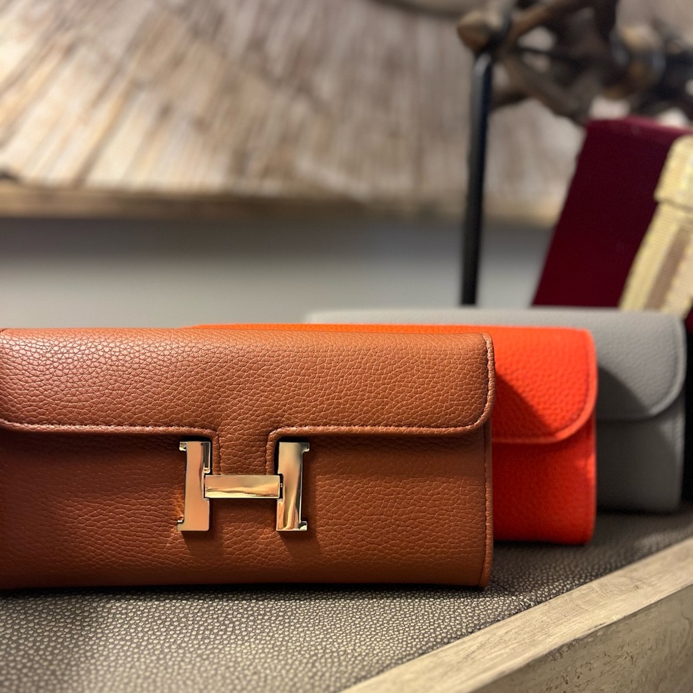 Brown Leather Clutch